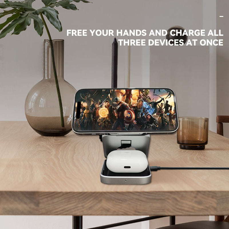 Aiutarsi's Portable 3 in 1 Foldable Wireless Charger Stand. - Aiutarsi
