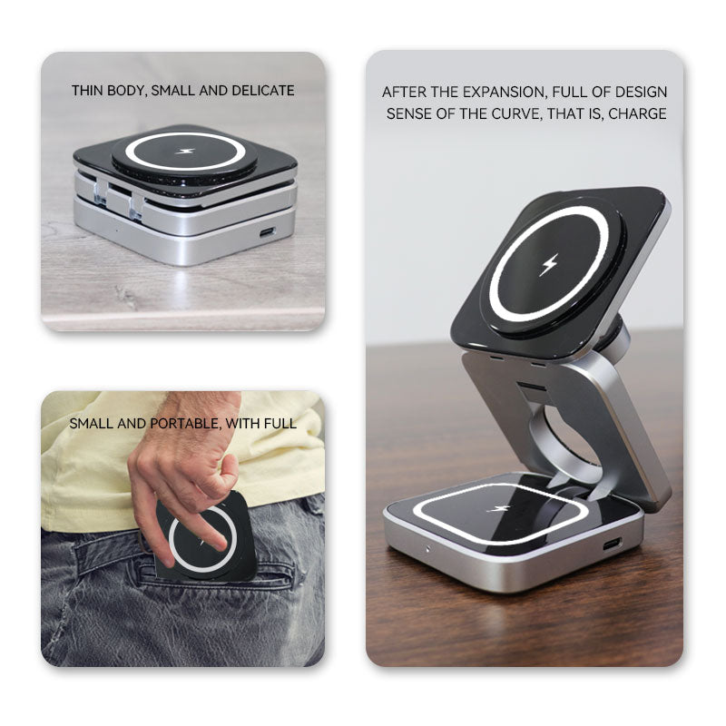Aiutarsi's Portable 3 in 1 Foldable Wireless Charger Stand. - Aiutarsi